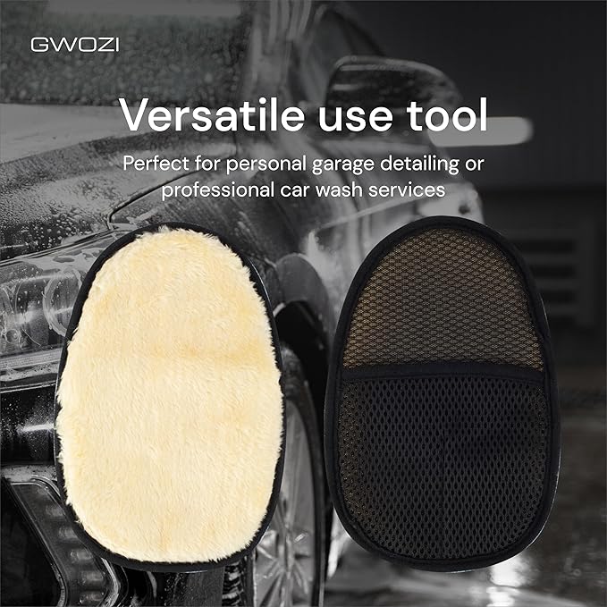 Car Wash Mitt Scratch Free - Wool Wash Mitts for Car Washing & Polishing Waxing - Soft Car Wash Glove, Lint Free - Car Washing Mitts, Detailing
