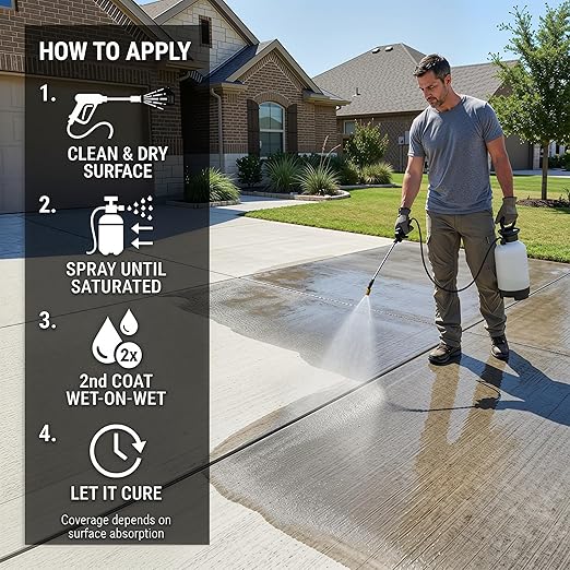 Nanoprotect Concrete & Stone Sealer Indoor & Outdoor | Long-Term Protection Against Water, Stain & Dirt | for Driveway, Patio, Pavers and Any Absorbent Stone | 1 Gal