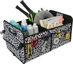 AOKJOY Car Trunk Organizer Car Storage Organizer Collapsible Multi Compartment Car Organizer Adjustable Straps Car Organizer for SUV(Cow)