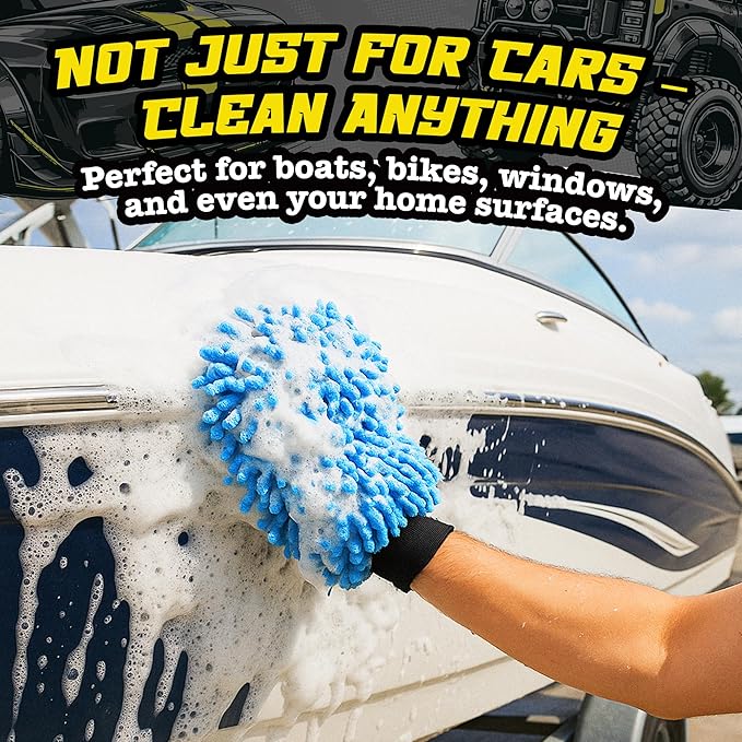 Salty Captain Microfibre Mitt & Towel Set – Ultra-Soft Wash Mitt for Scratch-Free Cleaning – XL Car Drying Towel for Streak-Free Shine – Interior & Exterior Car Detailing Kit