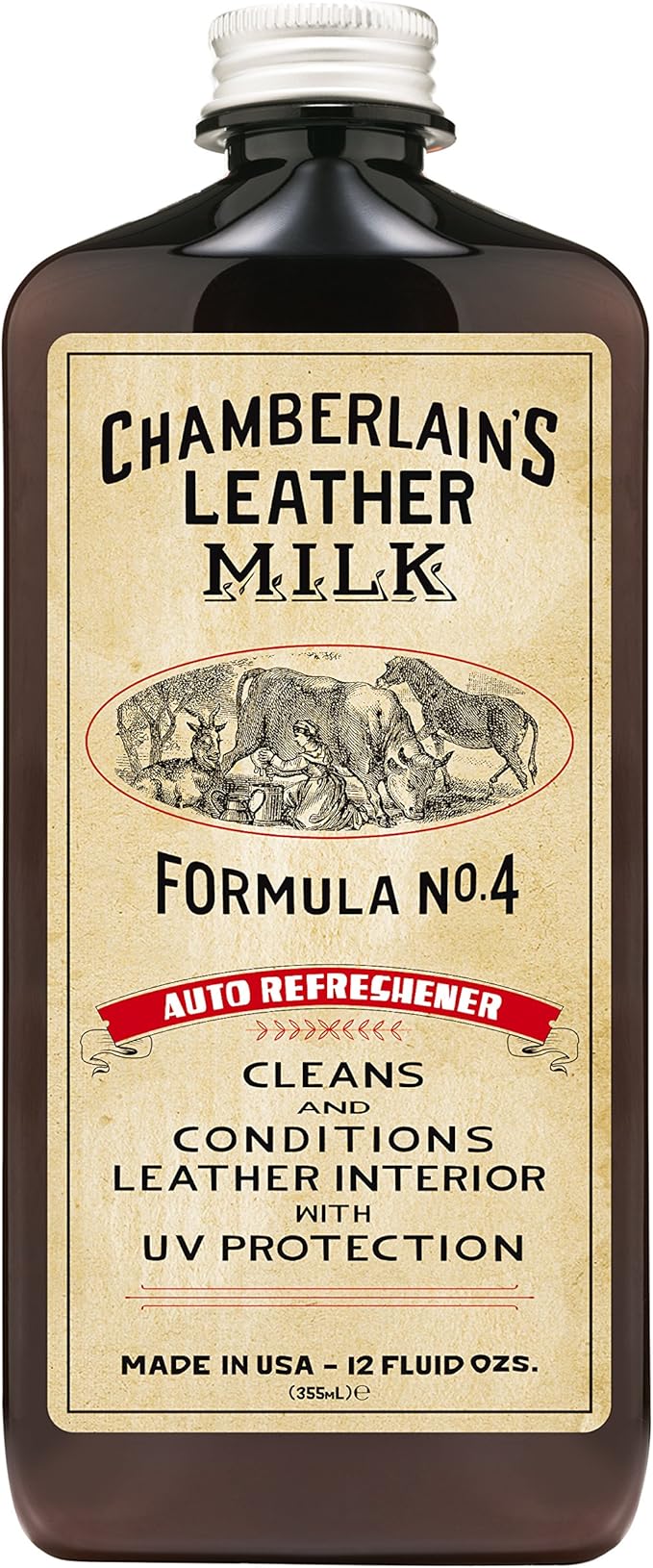 Leather Milk Auto Leather Conditioner and Cleaner with UV Protection - Auto Refreshener No. 4 - All Natural, Non-Toxic Auto Leather Interior Care. Made in USA. 2 Sizes. Applicator Pad Included.