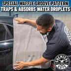 Chemical Guys Waffle Weave Gray Matter Microfiber Drying Towel - 25" x 36",Premium Blend Microfiber Towel with Soft-Banded Edging for Scratch-Free Car Drying,Ultra Absorbent,(Pack of 12)