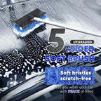 5-12ft Car Wash Kit,8 Piece,Thickened Aluminum Telescopic Rod,Cleaning Brush,Tire Brush,180 ° Chenille Mop,Fiber Towel,Storage Bag,2-Piece Detail Brush,Car,RV,Truck Clean Kit