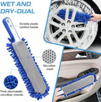 Lezcufer 65" Car Wash Brush with Long Handle, Car Wash Mop, Flow-Thru Soft Bristle Car Washing Brush with Extendable Handle and Hose Attachment for Car, SUV, Truck,RV, Boat