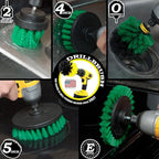Electric Spin Scrubber Drill Power Kitchen Scrub Brush Green Kit - Cleaning Supplies for Kitchen Accessories - Drill Scrubber Attachment - Cordless Drill Set with Cast Iron Scrubber and Oven Cleaner