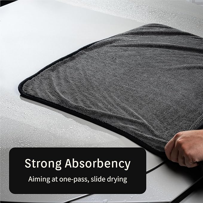 Twist Pile Extreme Absorbency Car Drying Detailing Soft Microfiber Towel 1000gsm (2-Pack, 33.4" x 29.5")