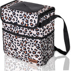 SIBOFUEGO Cute Car Trash Can with Lid – Multipurpose Collapsible Trash Bin for Car, Leak-Proof Organizer, Waterproof Garbage Can with Storage Pockets & Adjustable Straps, 2 Gallons (Leopard Print)