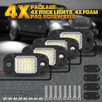 4 Pods White Rock Lights 24 LEDs Chips Waterproof Neon Trail Rig Lamp Underglow Light for Car Truck Motorcycle SUV ATV UTV (White)