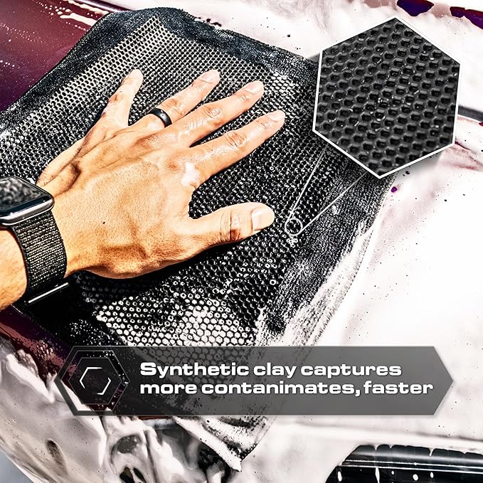 Blackline Clay Towel - Auto Detailing Synthetic Clay Towel - Decontaminate Paint and Glass for Smooth Washing - Great and Effective for Car, Truck, SUV - 12" x 12"