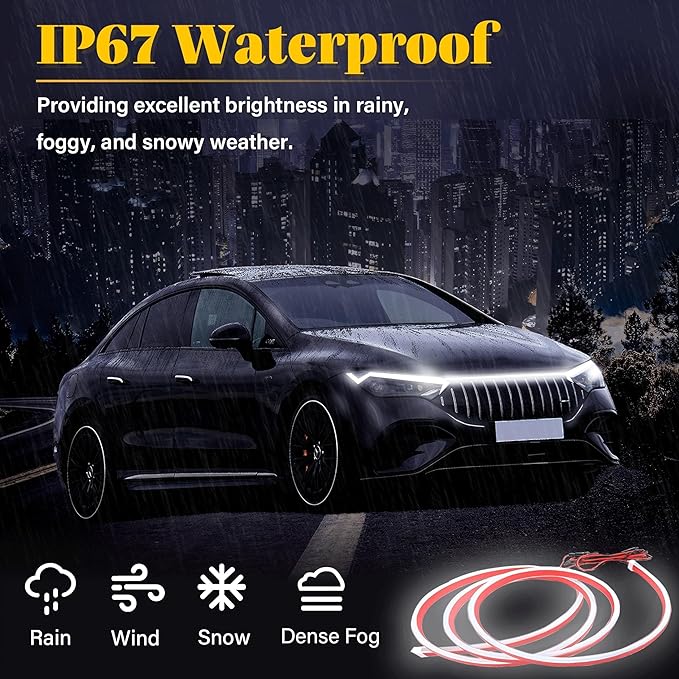 DIBMS 71" High Brightness Car Hood Gap LED Strip, LED Car Ambient Light, Dynamic Scan Activated Design, Daytime Driving Kits, Car Accessories Eclipse LED Lights (Green)