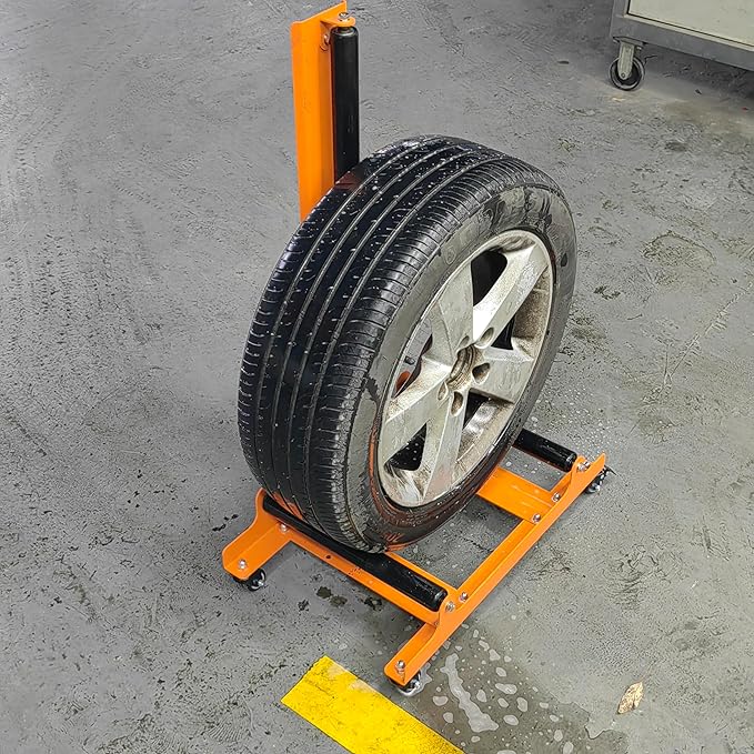 Rolling Wheel Detailing Stand – Heavy-Duty Tire Cleaning and Polishing Roller with 3-Way Rotating Rollers for Ceramic Coating, Tire Shine, Car Wheel Wash – Garage Accessory for Auto Detailers