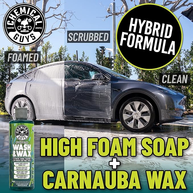 Chemical Guys CWS10216 Sudpreme Wash & Wax Extreme Shine Foaming Car Wash Soap (Safe for Cars, Trucks, SUVs, Motorcycles, RVs & More) 16 fl oz