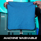 VIKING Glass Microfiber Cleaning Cloth for Car and Home, Glass Towels for Mirror, and Picture Frames, and Car Detailing Kit, 16 inch x 16 inch, Blue, 4 Pack