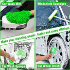 Lezcufer 17Pcs Car Wash Kit,62" Car Wash Brush Mop with Long Handle,Car Cleaning Kit,Car Detailing Brush Set,Car Wash Bucket,Car Wheel Brush,Complete Interior Car Cleaning Supplies
