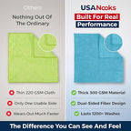 USANOOKS Microfiber Cleaning Cloth - Turq - 12Pcs (12.5x12.5 inch) High Performance - 1200 Washes, Ultra Absorbent Car Towel Traps Grime & Liquid for Streak-Free Mirror Shine - car Washing Cloth