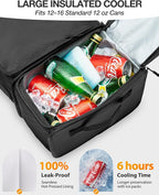 Marscamd Golf Organizer for Car Trunk with Cooler, Anti-Sag Design, Ventilated Shoe Compartment, 2-Layer Storage Bag for Golf Accessories, Fits SUVs & Sedans - Black