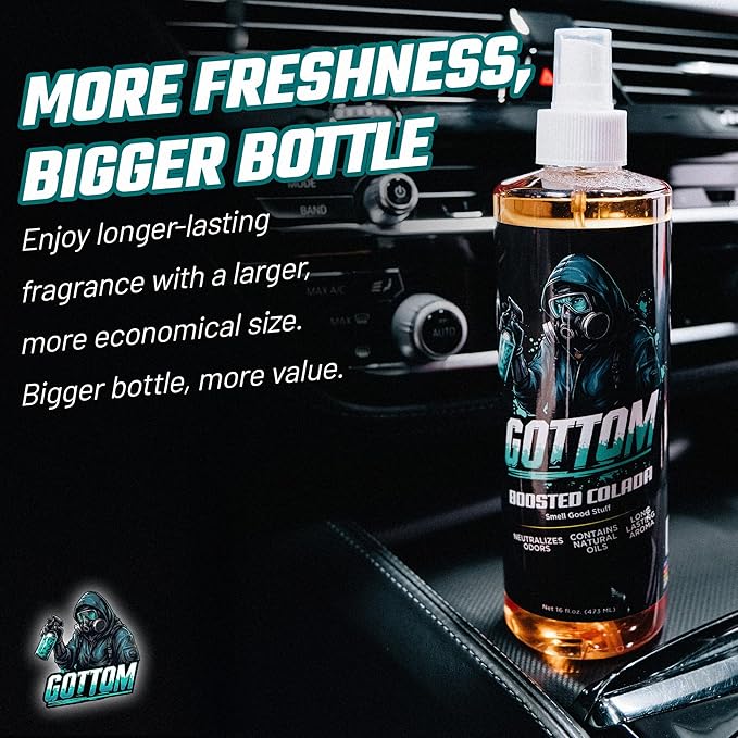 Gottom Air Freshener Spray - Long Lasting Odor Eliminator - 16 oz (Boosted Colada) - Car Scent, Auto Odor Remover, Fresh Fragrance, Air Freshener for Trucks, SUVs, RVs & more