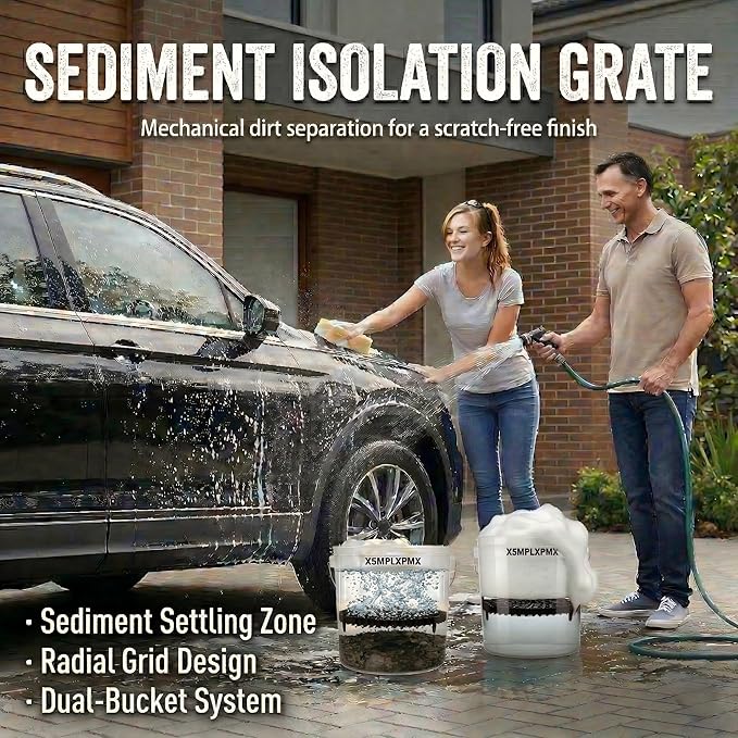 10.4" Heavy Duty Grit Trap (2-Pack) & Wash Mitt Kit - Premium Car Wash Bucket Filter Insert, Dirt Separator, Fits 3.5-5 Gallon (Black Kit)