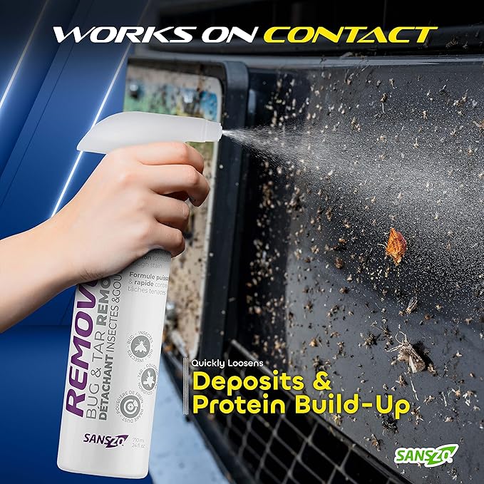 SansZo Bug and Tar Remover - Powerful and Fast-Acting All Purpose Exterior Cleaner & Degreaser - Streak Free Car Detailing Without Scratching, 24 OZ, 2 Pack