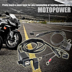 MOTOPOWER MP0609EA 3.1Amp Waterproof Motorcycle Dual USB Kit SAE to USB Adapter Cable with SAE Ring Terminal Cable Harness