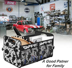 Femuar Car Trunk Organizer,Car Storage Organizer with 72L Large Capacity Waterproof Collapsible and 11 Pockets,Trunk Organizer for Car Suv/Jeep/Sedan, Large Size, Cow print