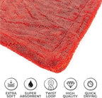 The Rag Company - The 1500 - Heavy Duty Car Drying Towel; Perfect for Trucks, Commercial Vehicles, RVs, Boats, and More; Premium 70/30 Blend Twist Loop Design, 1500gsm, 30in x 30in, Red