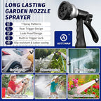 AUTOMAN-Garden-Hose-Nozzle, 2 Pack ABS Water Spray Nozzle, 7 Adjustable Watering Patterns, Slip Resistant for Watering Plants, Lawn& Garden, Washing Car, Showering Pets & Outdoor Fun.Silver Color