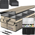FORTEM Trunk Organizer with Cooler For SUV Car Trunk, Foldable Storage, Car Accessories for Women Men, Collapsible Bag, Perfect Christmas Gifts, 600D Oxford, Non Slip Bottom, Straps, Soft Cover (105L)