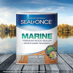 SEAL-ONCE Marine Ready Mix - 1 Gallon Penetrating Wood Sealer Waterproofer & Stain (Coastal Gray). Water-Based, Ultra-Low VOC Formula for high-Moisture Areas to Protect Wood Docks, Decks & Piers.