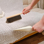 Hand Broom, 3 Pcs Dust Brush Set, 5 Rows Wider Horsehair Brush with Reinforced Fiber and Beech Wood Handle, Soft and Flexible for Furniture, Sofa, Bed, Clothes, Carpet, Counter, Bench