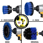 Drillbrush Blue – Boat Cleaning Drill Brush Attachment Set – Aluminum - Wood - Personal Watercraft Detailing - Fiberglass Hull Cleaning Kit - Kayak Accessories - Deck Brush