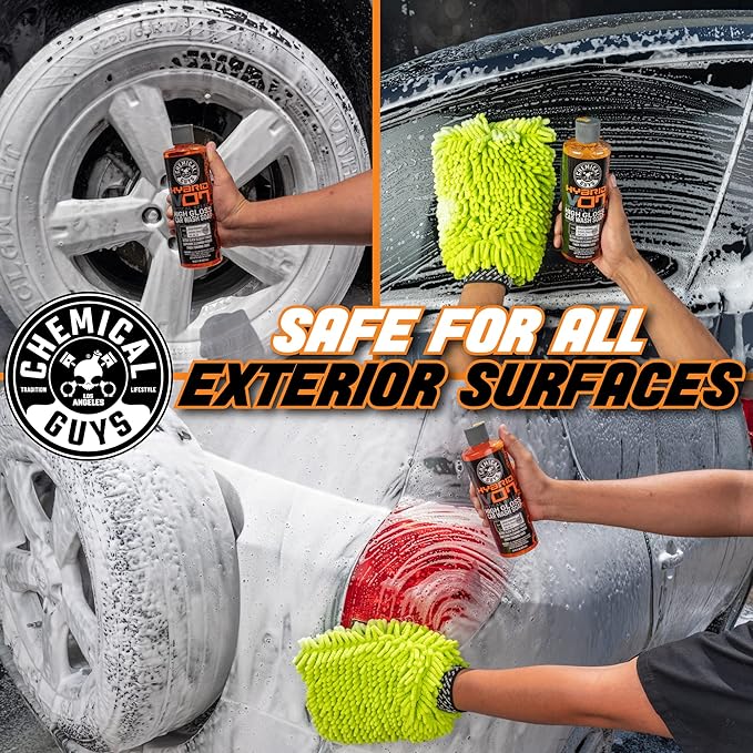 Chemical Guys CWS_808_16A Car Wash, Dry & Shine Bundle - Hybrid V7 Foaming High Gloss Car Wash Soap, 16 oz + After Wash Gloss Boosting Drying Aid (16 oz) (2 Items) Works on Cars, Trucks, SUVs