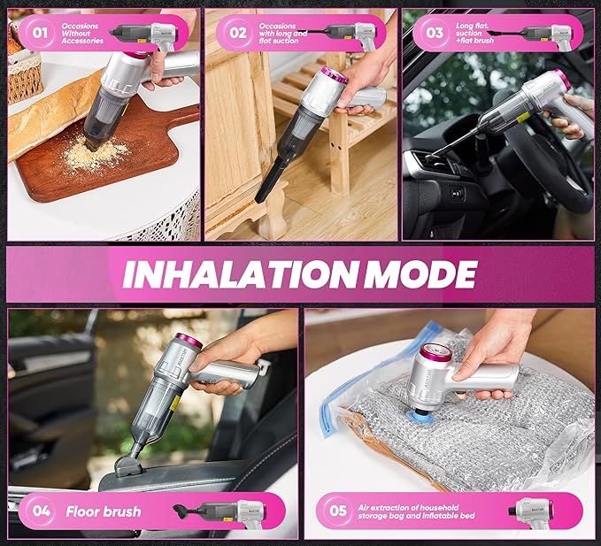 Portable Cordless Handheld Vacuum Cleaner with 15000PA, 120W Air Duster, Brushless Motor, Mini Vacuum for Car and Home