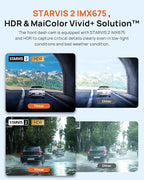 70mai Dash Cam Front and Rear A510,1944P+1080P with STARVIS 2 IMX675 and 64GB Card, Dash Camera for Cars, 4G LTE Support, ADAS, Built-in GPS WiFi, APP Control, HDR, 24H Parking Mode, Loop Recording