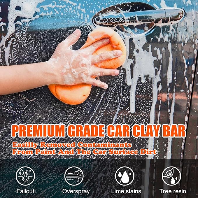 Car Clay Bar Detailing kit - Clay Bars Auto Detailing Premium Grade Magic Clay Bar Kit Car Detailing Kit with Washing and Adsorption Microfiber Towel 4 Pack 100g