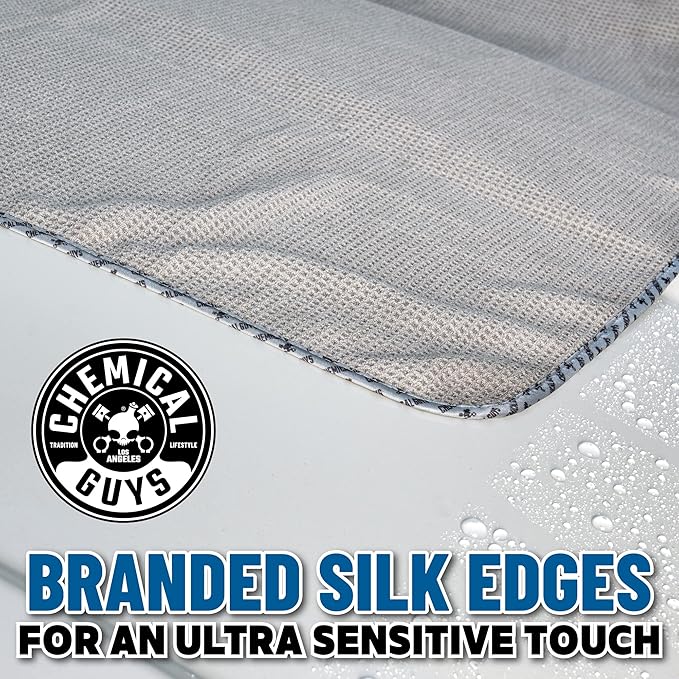 Chemical Guys Waffle Weave Gray Matter Microfiber Drying Towel - 25" x 36",Premium Blend Microfiber Towel with Soft-Banded Edging for Scratch-Free Car Drying,Ultra Absorbent,(Pack of 12)