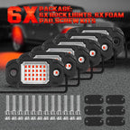 6Pods Red Rock Lights 24 LEDs Chips Neon Trail Rig Lamp Underglow Lights for Cars Trucks SUV ATV UTV (Red)