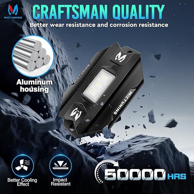 MICTUNING C1 16 Pods RGBW LED Rock Lights - Multicolor Underglow Neon Light Kit with Bluetooth Controller, APP Control