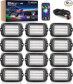 MICTUNING Q1+ MAX 12 Pods Ultra-Bright RGB+IC Rock Lights, Multi-Color Chasing Underglow Lighting, Extensible to 24 Pods, APP Music Sync & DIY Effects, IP68 Waterproof