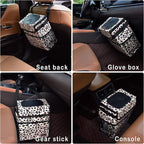 SIBOFUEGO Cute Car Trash Can with Lid – Multipurpose Collapsible Trash Bin for Car, Leak-Proof Organizer, Waterproof Garbage Can with Storage Pockets & Adjustable Straps, 2 Gallons (Leopard Print)