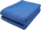 POLYTE Elite Microfiber Drying Towel (25x36, 2 Pack, Waffle, Blue)