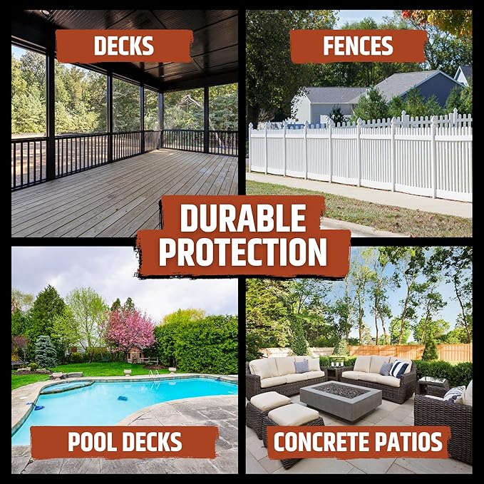 Liquid Rubber Cool Foot Deck Coating - Solar Protection Paint, Reduces Surface Temperatures by Up to 35%, Multi-Surface Cooling Decking Sealant, Waterproof, Durable Membrane, Pale Brown, 1 Gallon