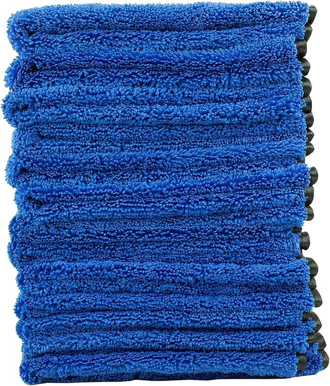 Zwipes 606-13 13 Pack Large Microfiber Cloth, Ultra Plush & Absorbent, Perfect Cleaning, Wash or Car Detailing-16 x 16" (12 Towels + 1 Free), 13 Pack
