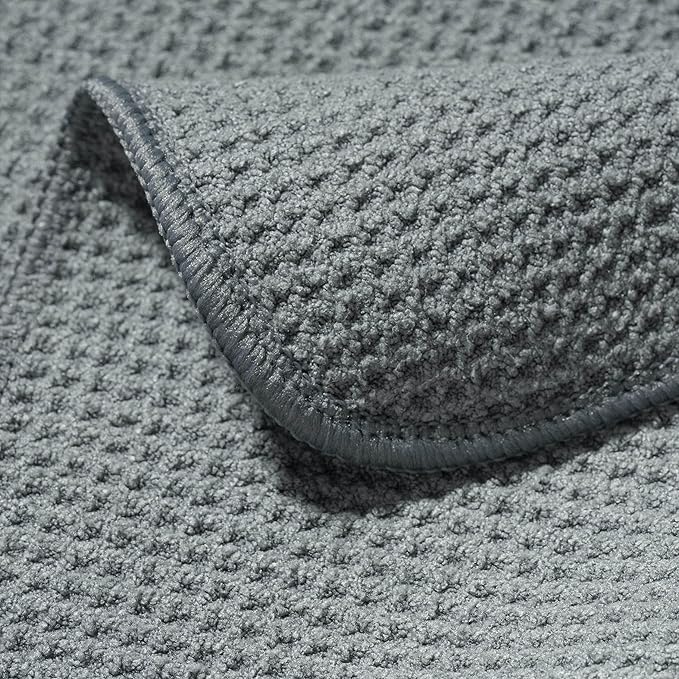 POLYTE Microfiber Drying Towel (16x16, 6 Pack, Waffle, Gray)