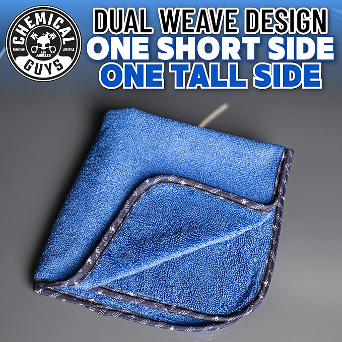 Chemical Guys Professional Grade Premium Microfiber Towels for Cars, Blue, 16" x 16", Ultra-Soft and Scratch-Free Car Detailing Cloths for Trucks, Motorcycles, and More - 12 Pack