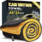 PUGPIU Microfiber Car Drying Towel Extra Large Super Absorbent 48"X24", 1400 GSM Flash Detail Car Wash Drying Towel Edgeless with Two Sided Soft Twisted-Loop, No Water Spots Streaks for Cars (Yellow)