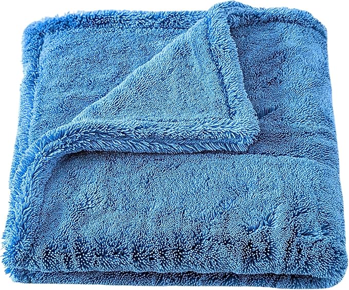 The Goat V2 - Heavy Duty Absorbent Microfiber Drying Towel, 70/30 Premium Korean Quality, for Cars Detailing, Trucks, SUV's, 27.5x27.5 inches, Twist Loop, 2300 GSM, Blue