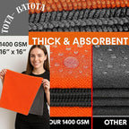 Microfiber Car Towel 16"x16" – 1400 GSM Twisted Yarn, Ultra Absorbent, Scratch-Free, Machine Washable – Bonus 12"x12" 600 GSM Detail Towel for Him/Her(Orange/Gray)