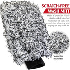 TAKAVU Microfiber Cleaning Mitt, 2 Pack Premium Cyclone Car Washing Gloves, Scratch-Free Lint-Free Wash Mitts, Holds Tons of Sudsy Water for Effective Washing, Machine Washable (Black & White)
