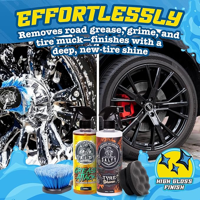 Salty Captain Mega 20-Piece DIY Car Cleaning Kit – All-in-One Car Detailing Kit with 2x Buckets, Towels, Brushes & 6x Cleaning Fluids – Foam Blaster compatible with Garden Hose – Premium Quality